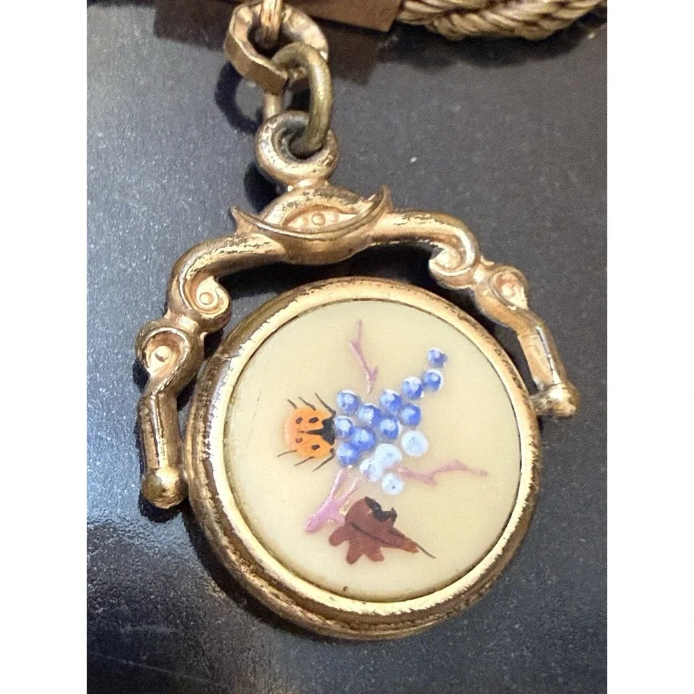 Antique Victorian Woven‎ Hair Pocket Watch Chain  Gold Filled Jewelry Mourning